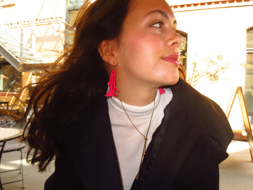 Coral Earrings in Magenta